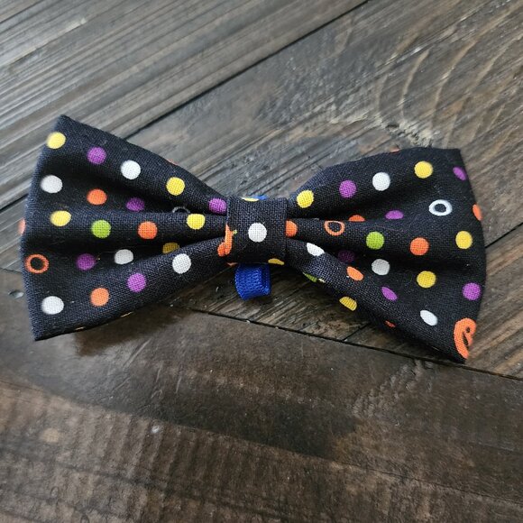 NWOT Handmade Halloween Polka Dots Pumpkins Pet Bowtie For Small Dog or Cat - Picture 1 of 2